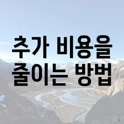 추가 비용을 줄이는 방법