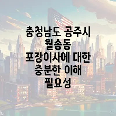 충청남도 공주시 월송동 포장이사에 대한 충분한 이해 필요성