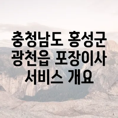 충청남도 홍성군 광천읍 포장이사 서비스 개요