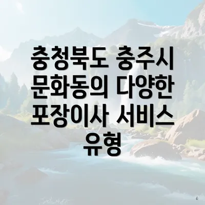 충청북도 충주시 문화동의 다양한 포장이사 서비스 유형