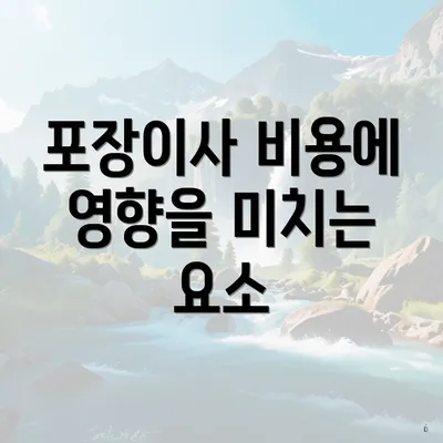 포장이사 비용에 영향을 미치는 요소