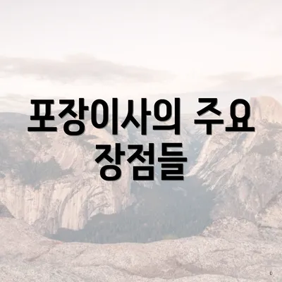 포장이사의 주요 장점들