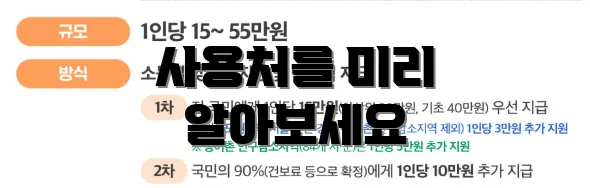 사용처를 미리 알아보세요