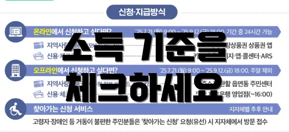 소득 기준을 체크하세요