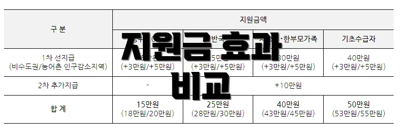 지원금 효과 비교