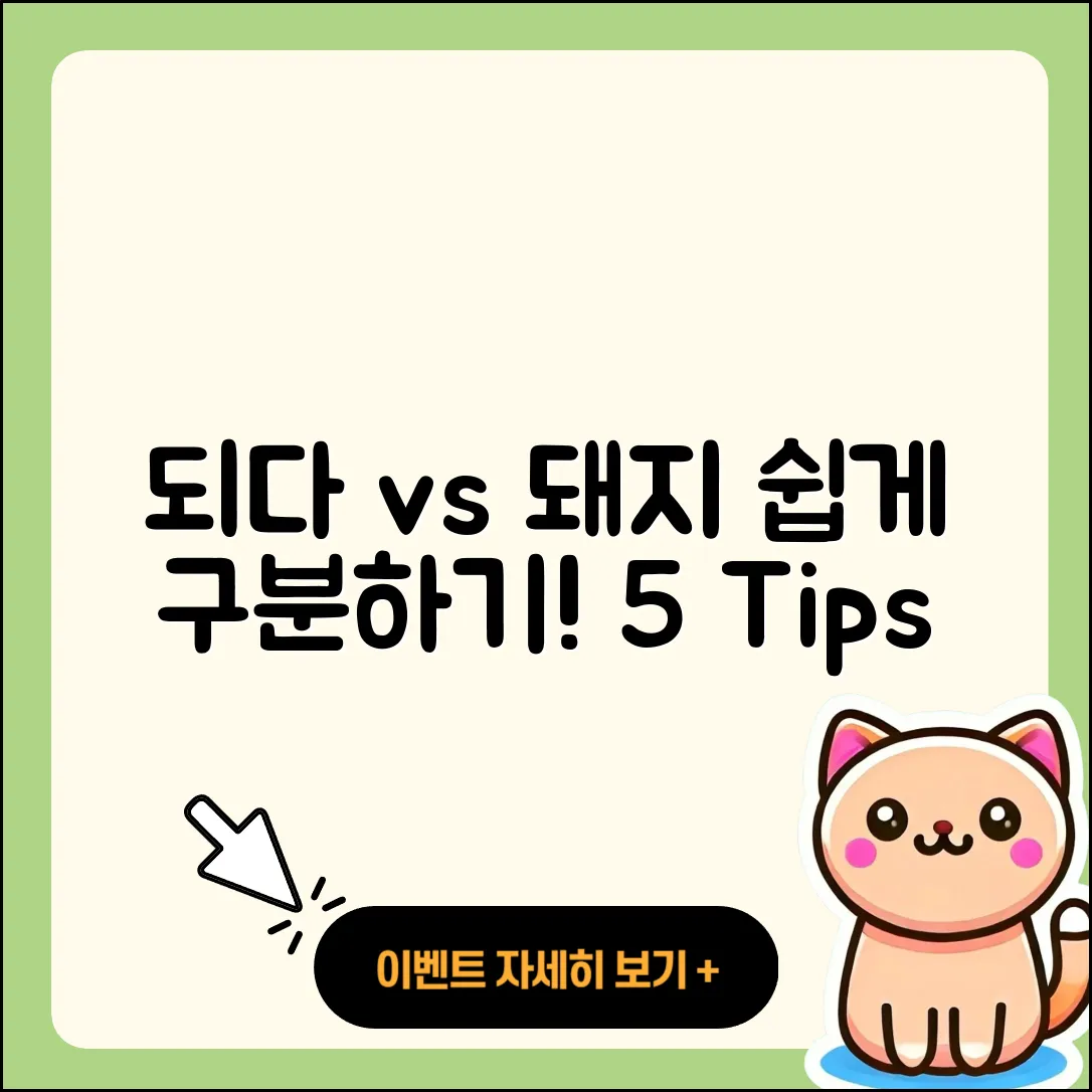 되지돼지 구분을 위한 5가지 팁